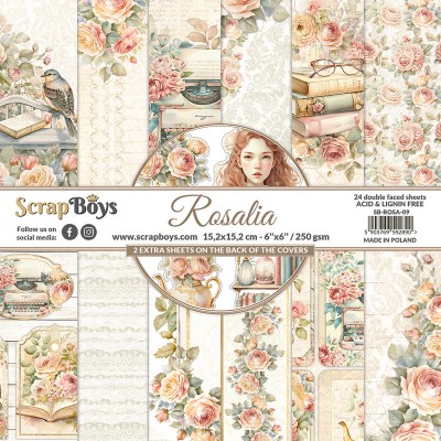 ScrapBoys - Ensemble de papier «Rosalia» 6"X6" de 24 feuilles recto-verso