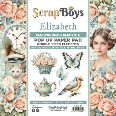 ScrapBoys - Livret d'éphéméras «Elizabeth» 24 pages recto-verso                      