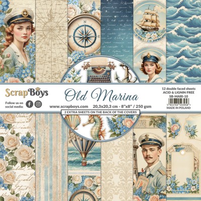 ScrapBoys - Ensemble de papier «Old Marina» 8 "X 8" de 12 feuilles recto-verso
