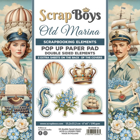 ScrapBoys - Livret d'éphéméras «Old Marina» 24 pages recto-verso                      