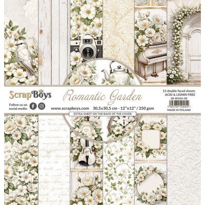 ScrapBoys - Ensemble de papier «Romantic Garden» 12"X12" de 12 feuilles recto-verso