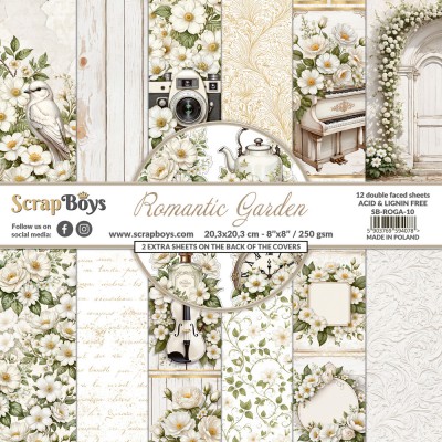 ScrapBoys - Ensemble de papier «Romantic Garden» 8 "X 8" de 12 feuilles recto-verso