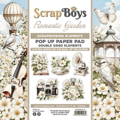 ScrapBoys - Livret d'éphéméras «Romantic Garden» 24 pages recto-verso                      