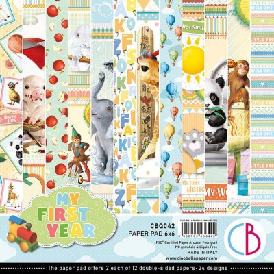 Ciao Bella - Collection de papier «My First Year»  6" X 6" recto-verso 24 feuilles