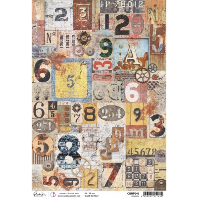 Ciao Bella - Papier de riz collection Engine Of The Future «Numbers»  8.5" X 11"