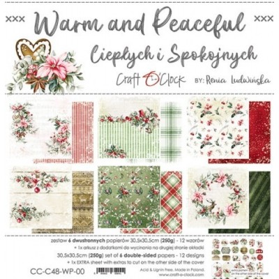 Craft O Clock - Papier 12" X 12"  collection «Warm and Peaceful» 6 pages recto-verso