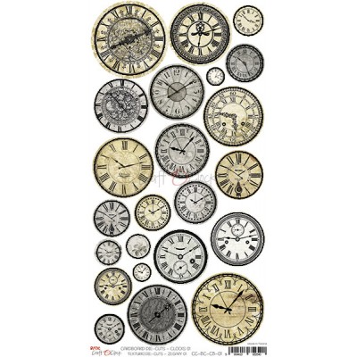 Craft O Clock - Éphéméras en chipboard 6" X 12"  collection «Clocks 01» 23 pcs                
