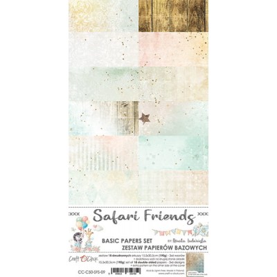 Craft O Clock - Papier 6" X 12"  collection «Safari Friends» 18 pages recto-verso