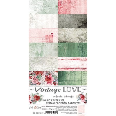 Craft O Clock - Papier 6" X 12"  collection «Vintage Love» 18 pages recto-verso