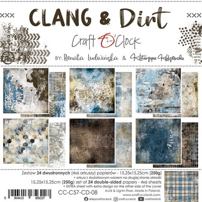 Craft O Clock - Papier 6" X 6"  collection «Clang & Dirt» 24 pages recto-verso