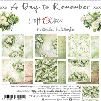 Craft O Clock - Papier 6" X 6"  collection «A Day To Remember» 24 pages recto-verso