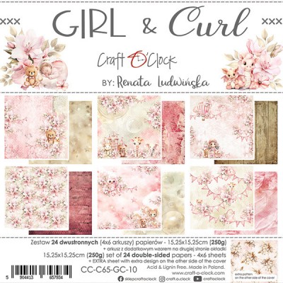 Craft O Clock - Papier 6" X 6"  collection «Girl & Curl» 24 pages recto-verso