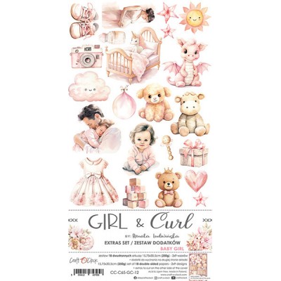 Craft O Clock - Éphéméras 6" X 12"  collection «Girl & Curl/Baby Girl» 18 pages recto-verso                      