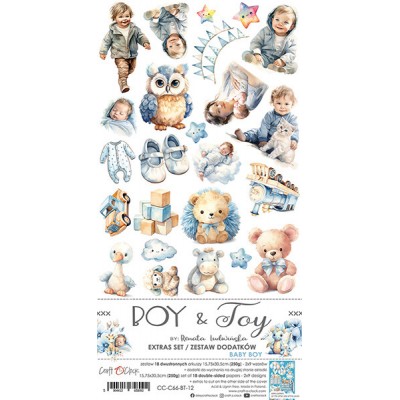 Craft O Clock - Éphéméras 6" X 12"  collection «Boy & Toy/Baby Boy» 18 pages recto-verso                      