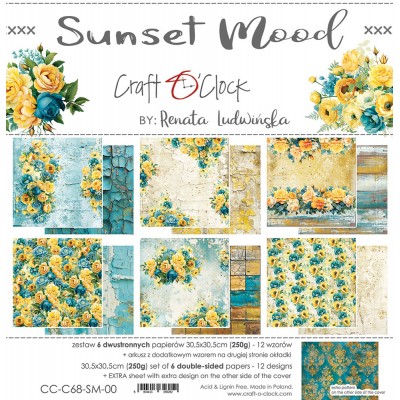 Craft O Clock - Papier 12" X 12"  collection «Sunset Mood» 6 pages recto-verso