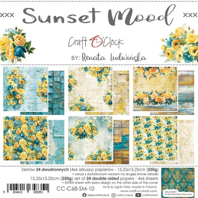 Craft O Clock - Papier 6" X 6"  collection «Sunset Mood» 24 pages recto-verso