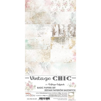 Craft O Clock - Papier 6" X 12"  collection «Vintage Chic» 18 pages recto-verso