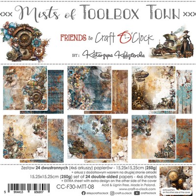 Craft O Clock - Papier 6" X 6"  collection «Mists Of Toolbox Town» 24 pages recto-verso