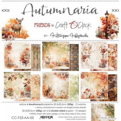 Craft O Clock - Papier 12" X 12"  collection «Autumnaria» 6 pages recto-verso