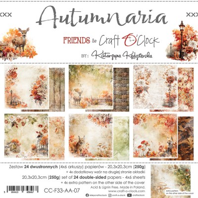 Craft O Clock - Papier 8" X 8"  collection «Autumnaria» 24 pages recto-verso