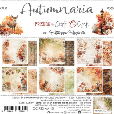 Craft O Clock - Papier 6" X 6"  collection «Autumnaria» 24 pages recto-verso