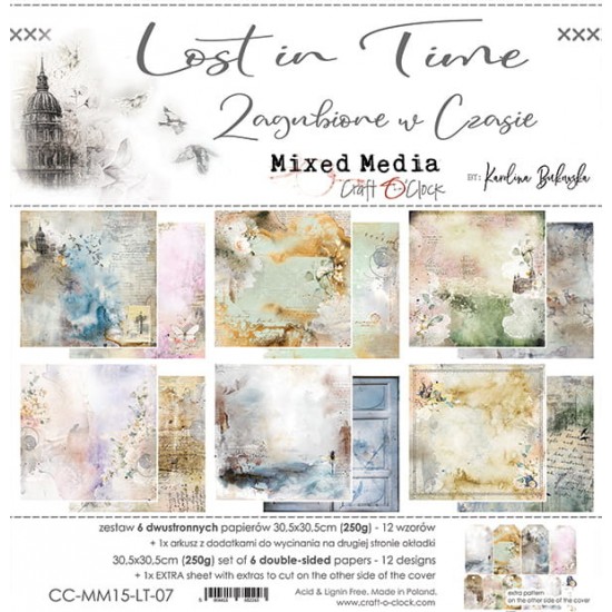 Craft O Clock - Papier 12" X 12"  collection «Lost in Time» 6 pages recto-verso