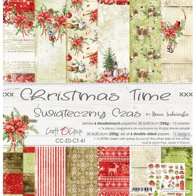 Craft O Clock - Papier 12" X 12"  collection «Christmas Time» 6 pages recto-verso