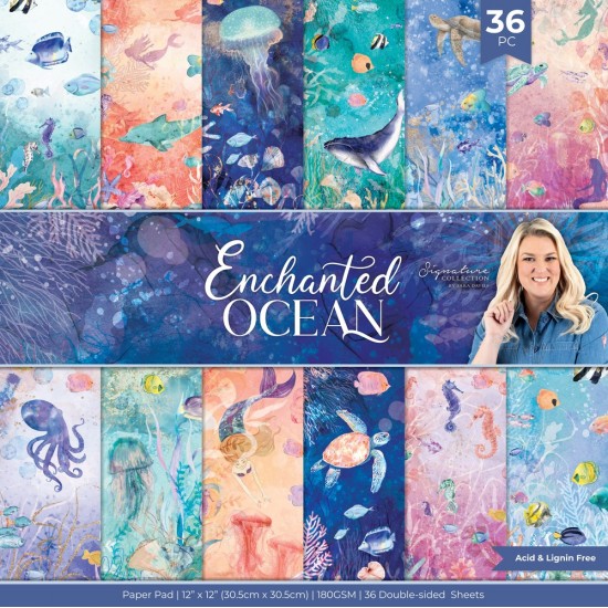 Crafter's Companion - Ensemble de papier «Enchanted Ocean» 12 "X12" recto-verso 36 feuilles / Pqt 