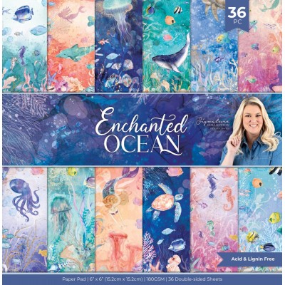 Crafter's Companion - Ensemble de papier «Enchanted Ocean» 6 "X 6" recto-verso 36 feuilles / Pqt 