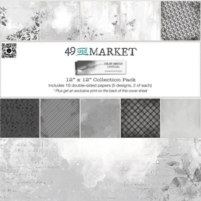  49& Market - bloc de papier collection «Color Swatch Charcoal» 12 x 12" 10 feuilles