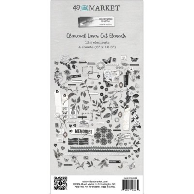 49 & Market - Éphéméras de la collection  «Color Swatch Charcoal -Elements » 124 pièces