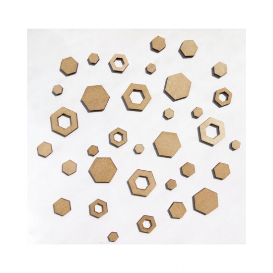 LIQUIDATION-Creative Embellishments - Embellissement en bois «Hot Hexagons»( Le prix indiqué ci-dessous est déjà réduit à 50%)