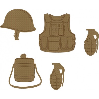 LIQUIDATION-Creative Embellishments - Chipboard «Soldier uniform» 5 pcs( Le prix indiqué ci-dessous est déjà réduit à 50%)