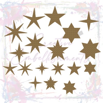 LIQUIDATION-Creative Embellishments - Chipboard «Star Silhouette Set» 18 pcs( Le prix indiqué ci-dessous est déjà réduit à 50%)