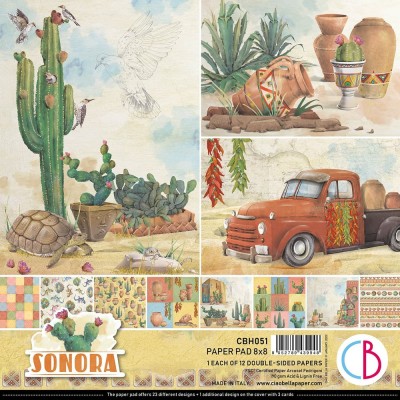 Ciao Bella - Collection de papier «Sonora»  8" X 8" recto-verso 12 feuilles