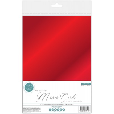 Craft Consortium - «Mirror Card/Rouge» paquet de papiers unis métalliques 8 1/2" X 11 1/2" 10 feuilles