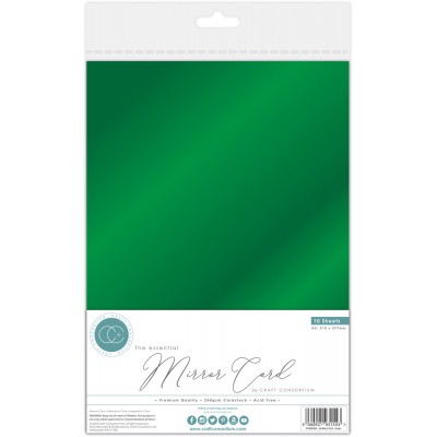 Craft Consortium - «Mirror Card/Vert» paquet de papiers unis métalliques 8 1/2" X 11 1/2" 10 feuilles