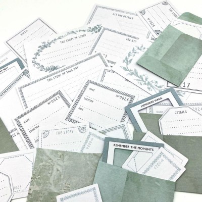 49 & Market - Étiquettes de la collection  «Color Swatch Eucalyptus Envelope Bits» 37 pièces