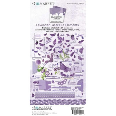 49 & Market - Éphéméras de la collection  «Color Swatch Lavender Essentiel-Elements » 124 pièces