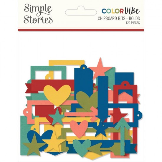 Simple Stories - Éphéméra en chipboard collection ColorVibe «Bolds» 120 pcs