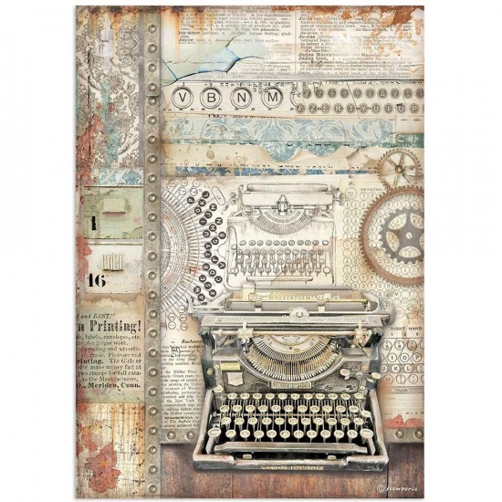 Stamperia - Papier de riz «Lady Vagabond Lifestyle/ Typewriter»