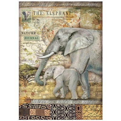 Stamperia - Papier de riz «The Elephant/Savana»