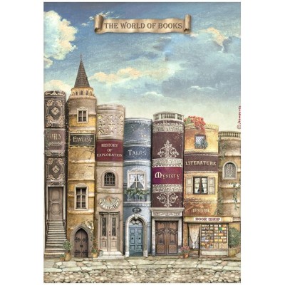 Stamperia - Papier de riz «Vintage Library/The World Of Books»