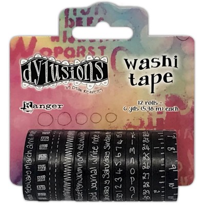 Dylusions By Dyan Reaveley -  «Black Washi Tape » 12 pièces