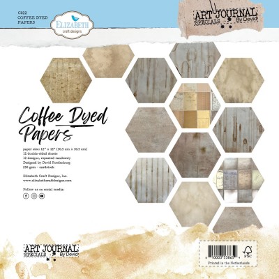 Elizabeth Crafts - Ensemble de papier «Coffee Dyed Paper» 12 "X12" recto-verso 12 feuilles / Pqt