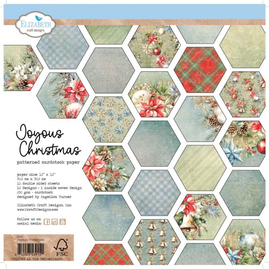 Elizabeth Crafts - Ensemble de papier «Joyous Christmas» 12 "X12" recto-verso 12 feuilles / Pqt