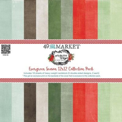 49& Market - bloc de papier collection «Evergreen Season Solids» 12 x 12" 10 feuilles