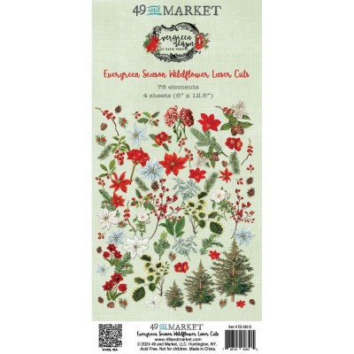 49 & Market - Éphéméras de la collection Evergreen Season «Laser Cut Elements/Wildflowers » 78 pièces