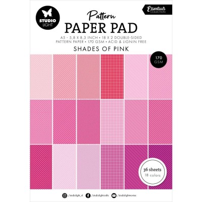 Studio Light- Essentials Pattern Paper Pad «Shades Of Pink» paquet de papier  5.8" X 8.3"