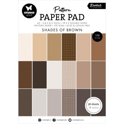 Studio Light- Essentials Pattern Paper Pad «Shades Of Brown» paquet de papier  5.8" X 8.3"